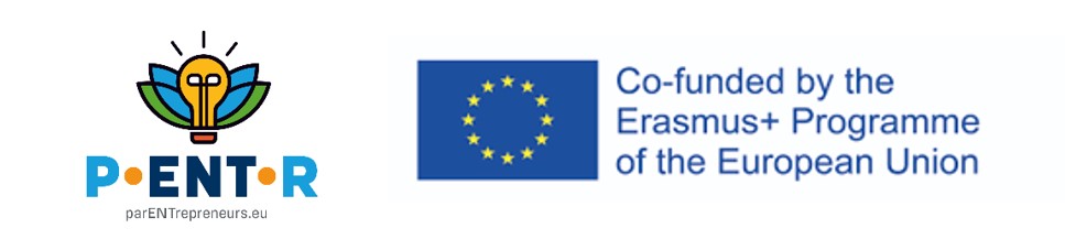 2 logos. parENTrepreneurs.eu and Co-funded by the Erasmus+ Programme of the European Union.