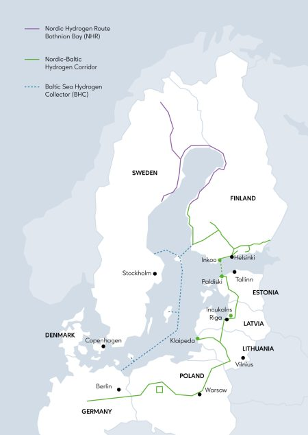 Map of gasgrid pipeline network in the baltic countries.