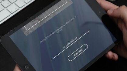 Tablettilaitteen käyttöliittymä.