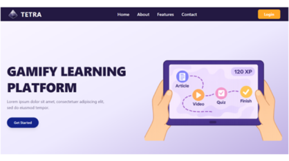 Screenshot of the TETRA application login screen. The design is modern and clean, featuring a geometric logo with the text "TETRA" on the left. The background is a soft, light color, emphasizing the professional look of the training platform.