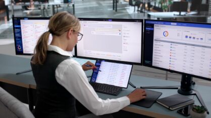 IT service worker working